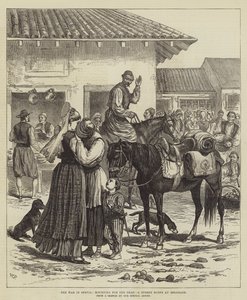 La guerra en Serbia, duelo por los muertos, una escena callejera en Belgrado de Walter Paget